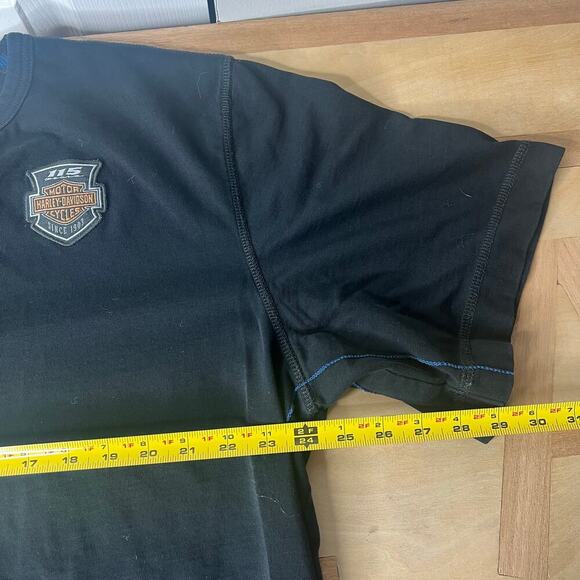 Harley-Davidson Men's T-Shirt Copperblock 3 Black Button Short Sleeve 2XL Biker - Picture 9 of 9